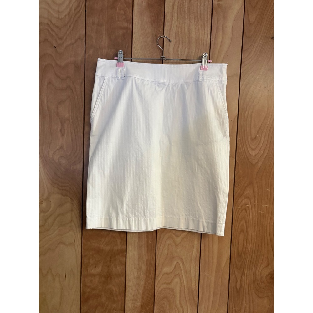 Josephine Chaus White Textured Pencil Skirt Size 8 Cotton Blend Knee Length